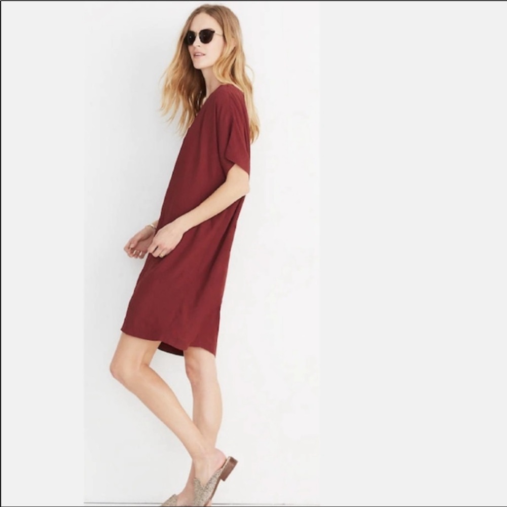 Madewell Maroon Button Front Easy Dress